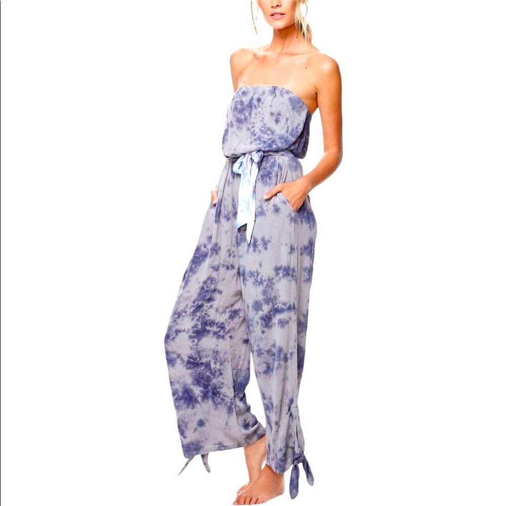 Free People Tie Dye Jumpsuit Romper Bandeau